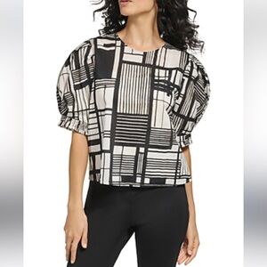 Dkny Print Puff Sleeve Top